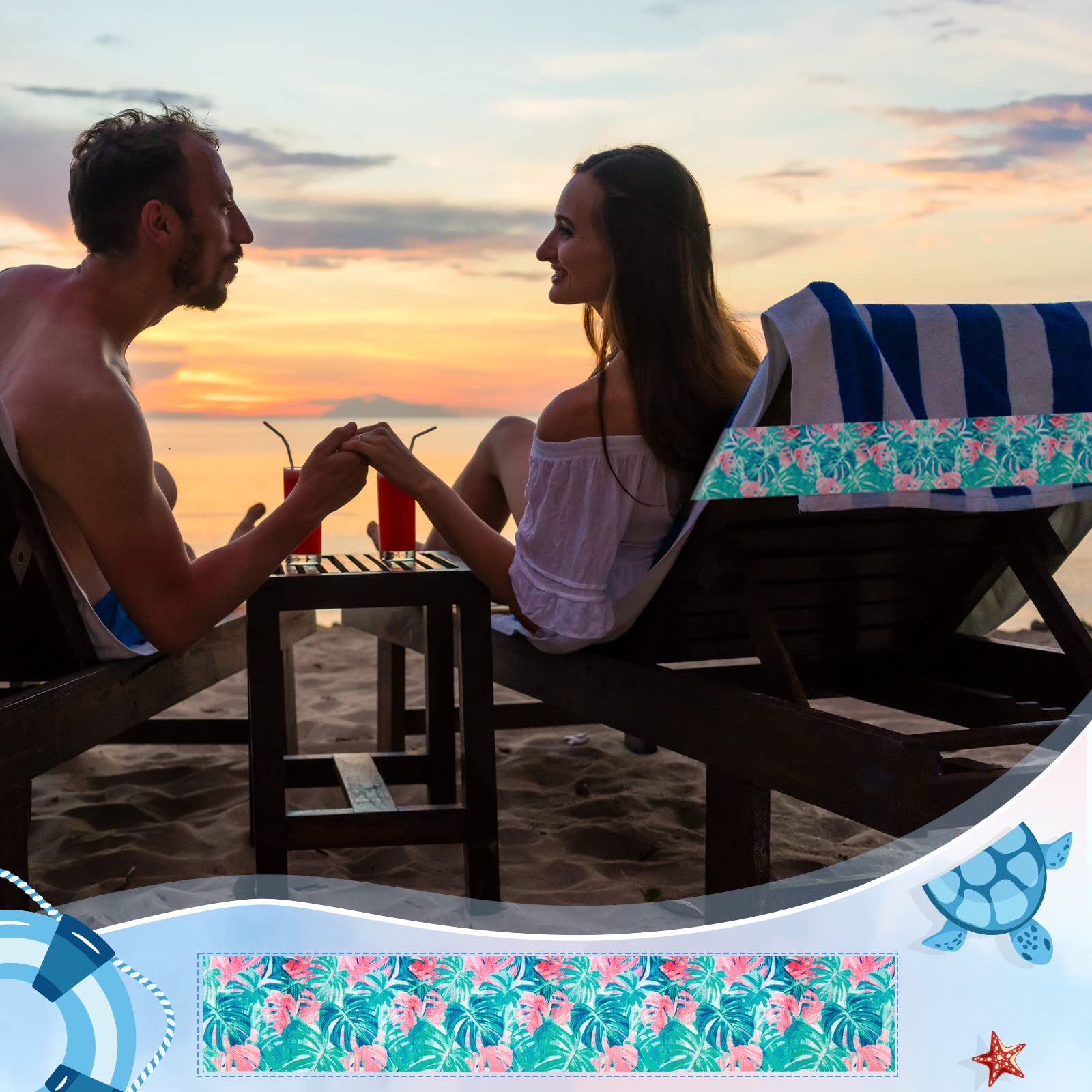 Boao 8 Pack Towel Bands For Beach Chairs Cruise Towel Clips For Lounge Beach Pool Chairs Towel Strap Holder Elastic Windproof Be